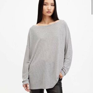 All Saints Black and White Oversized Hoodie